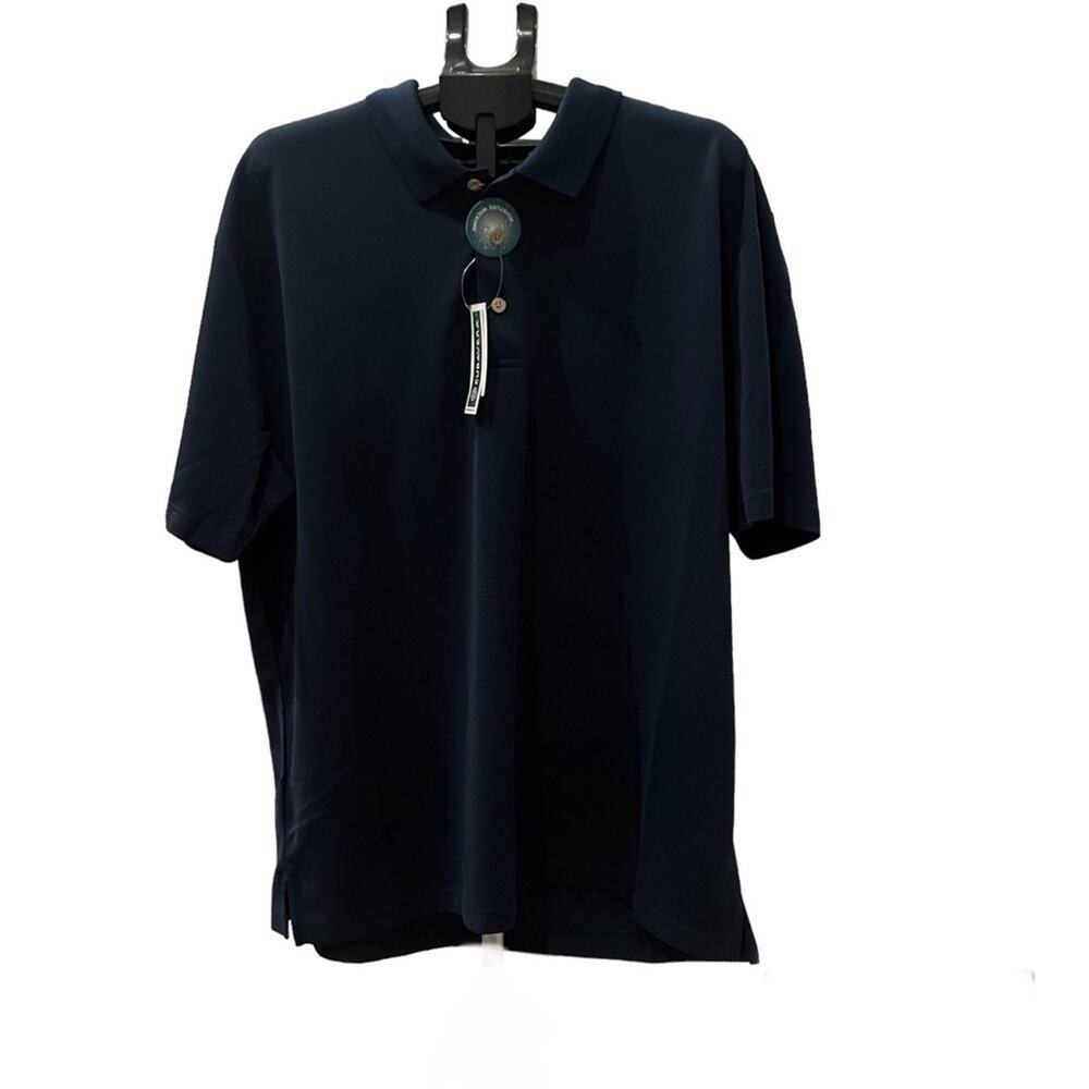 New Cubavera Mens Navy Blue Ribbed Polo Shirt‎ Moisture Wicking XXL